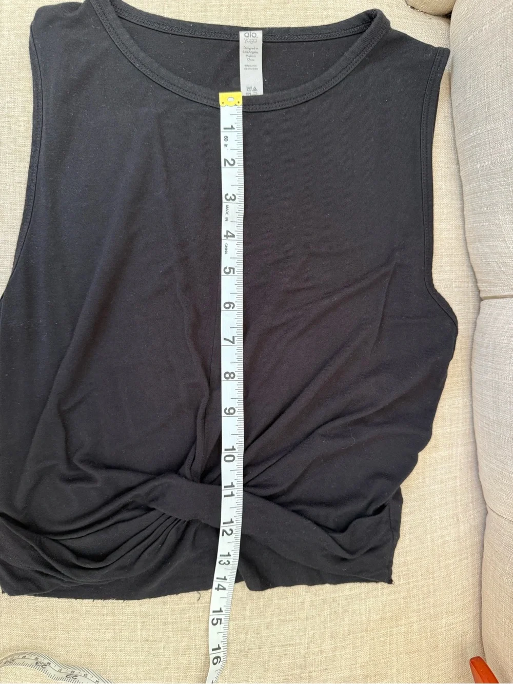 ALO Yoga Cover Tank Twist Front Active Lounge Black Top Small